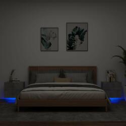 vidaXL 2 db betonszürke fali éjjeliszekrény LED-világítással (836819) - vidaxl