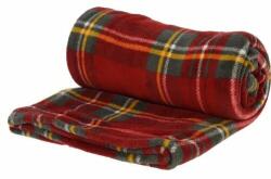 4-Home Pătură fleece Carouri, roșu, 130 x 150 cm Patura