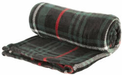 4-Home Pătură fleece Carouri, negru, 130 x 150 cm