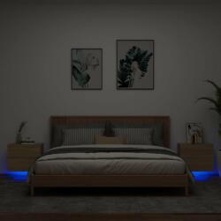 vidaXL 2 db sonoma tölgy színű fali éjjeli szekrény LED-világítással (836817) - vidaxl
