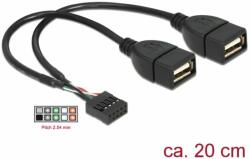 Delock USB Cable Pin header female > 2 x USB 2.0 type-A female 20cm (83292)