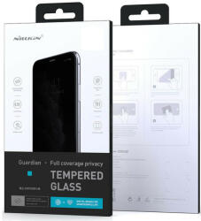 Apple iPhone 15 Plus / 16 Plus, Kijelzővédő fólia, ütésálló fólia (az íves részre is! ), Tempered Glass (edzett üveg), Full Glue, Antispy Glass, Nillkin Guardian, fekete