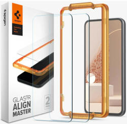 Samsung Galaxy S23 FE SM-S711, Kijelzővédő fólia, ütésálló fólia (az íves részre is! ), Tempered Glass (edzett üveg), Full Cover, Spigen Glastr Alignmaster, Clear - 2 db /csomag - tok-shop