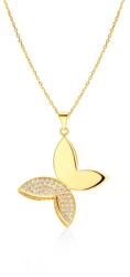SAVICKI Colier fluture din aur 585 cu diamante albe 0.38 ct 45 cm