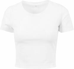 Build Your Brand Rövid ujjú női crop top póló - Fehér | 4XL (BY042-1000356027)