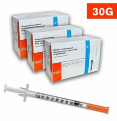 1ml inzulin fecskendő 3 részes U-100 integrált tűvel 30G (0, 3 x 8mm) 100 db, 300DB-OS AKCIÓ