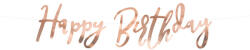 PartyDeco S. r. o Banner, Happy birthday, rose-gold, 16.5 cm x 62cm