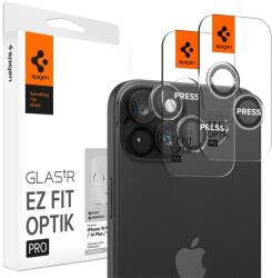 Spigen OPTIK PRO kameravédő üveg 2db (lekerekített szél, karcálló, 9H, csak lencse) ÁTLÁTSZÓ Apple iPhone 15, Apple iPhone 15 Plus (AGL06918)