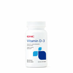 GNC Vitamina D3 50mcg, 2000 UI naturala 100% din lanolina, 180cps gelatinoase, GNC
