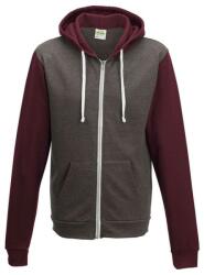 Just Hoods Hanorac barbati, AWJH059 Retro Zoodie, charcoal grey/burgundy (awjh059ch/bu)