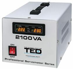 TED Electric Stabilizator de tensiune servomotor automat, 2100 VA, 140-260V, unda sinusoidala pura, 2 x Schuko, Afisaj LED (TED-SVC2100)