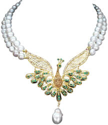 Frumoasa Venetiana Colier argint perle smarald (C2185)