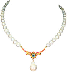 Frumoasa Venetiana Colier argint perle rubin (C2160)