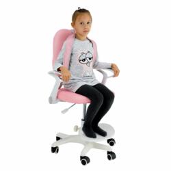 Scaun Copii reglabil cu suport pentru picioare şi curele, Roz/Alb, ANAIS