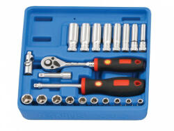 Genius Tools set de cap de cioară, metric, lung și standard, 1/4", 22 de bucăți (GS-222M) (MK-GS-222M)