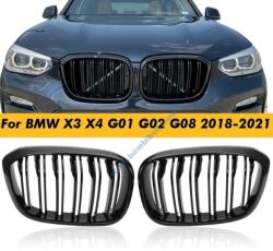 BMW G01, G02, G08, X3, X4 fényes fekete hűtőrács, vese
