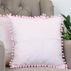 Hiko Set doua perne decorative cu fata detasabila catifea roz COMFY Fantasy cu pom pom 2x40x40cm (10005540)