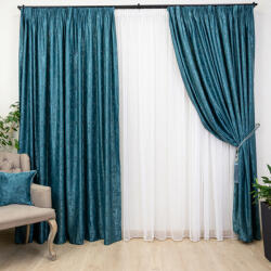 Hiko Set 3 piese Hiko, doua draperii Imperial Garden verde petrol si o perdea nesifonabila Bavaria linii, cu rejansa Premium, creion 6, 5cm (10005130)