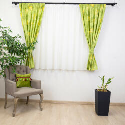 Hiko Set 5 piese draperii scurte Hiko Nostalgie Leaf bumbac verde cu doua bentite si o perdea Ana Soft, cu rejansa (10005270)