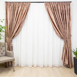 Hiko Set 3 piese, doua draperii Hiko Royal Shape maro/cupru si o perdea Ana voal alb, cu rejansa (10005199)