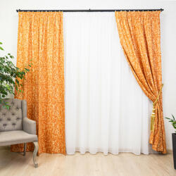 Hiko Set 3 piese draperii Nostalgie Garden bumbac orange si o perdea Ana alb, cu rejansa - hiko - 260,80 RON