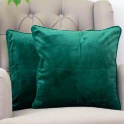 Hiko Set 2 perne decorative XL Hiko Comfy catifea verde smarald 2x50x50cm, cu fata detasabila si vipusca