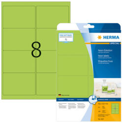 Herma 99, 1*67, 7 mm-es Herma A4 íves etikett címke, neon zöld színű (20 ív/doboz) (HERMA 5147) - etikett-cimke-shop