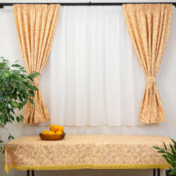 Hiko Set 5 piese draperii scurte, Hiko Nostalgie Garden orange, cu 2 bentite si o perdea Ana voal, cu rejansa - hiko - 236,80 RON