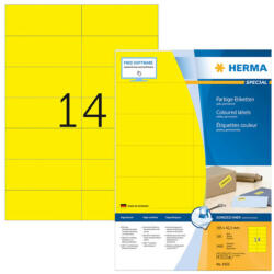 Herma 105*42, 3 mm-es Herma A4 íves etikett címke, sárga színű (100 ív/doboz) (HERMA 4555) - etikett-cimke-shop
