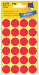 Avery Zweckform 18*18 mm-es Avery Zweckform öntapadó íves etikett címke, piros színű (4 ív/doboz), normál ragasztóval (3004) - etikett-cimke-shop