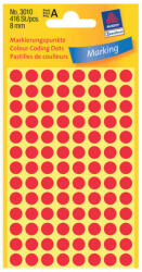 Avery Zweckform 8*8 mm-es Avery Zweckform öntapadó íves etikett címke, piros színű (4 ív/doboz), normál ragasztóval (3010) - etikett-cimke-shop