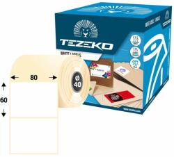 Tezeko 80 * 60 mm, öntapadós papír etikett címke (1200 címke/tekercs) (P0800006000-001) - etikett-cimke-shop