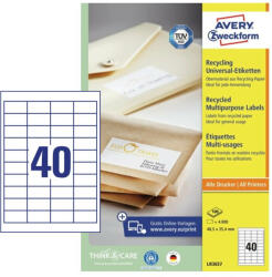 Avery Zweckform Etikett címke 48x25, 4 mm, Avery Zweckform, Fehér színű, (100 ív/doboz) (LR3657) - etikett-cimke-shop