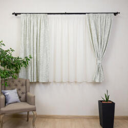 Hiko Set 5 piese draperii scurte Nostalgie Garden Shadow bumbac gri cu doua bentite si o perdea Ana voal alb, cu rejansa (10005281)