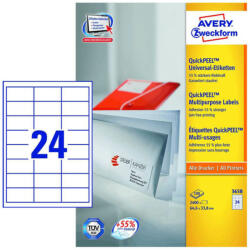 Avery Zweckform 64, 6*33, 8 mm-es Avery Zweckform A4 íves etikett címke, fehér színű (100 ív/doboz) (3658) - etikett-cimke-shop