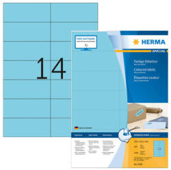 Herma 105*42, 3 mm-es Herma A4 íves etikett címke, kék színű (100 ív/doboz) (HERMA 4558) - etikett-cimke-shop