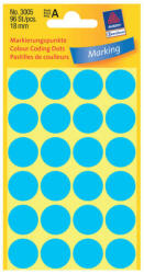 Avery Zweckform 18*18 mm-es Avery Zweckform öntapadó íves etikett címke, kék színű (4 ív/doboz), normál ragasztóval (3005) - etikett-cimke-shop