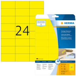 Herma 70*37 mm-es Herma A4 íves etikett címke, sárga színű (20 ív/doboz) (HERMA 4466) - etikett-cimke-shop