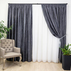 Hiko Set 3 piese Hiko, doua draperii Imperial Garden antracit si o perdea Ana voal alb, cu rejansa (10005119)