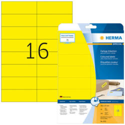 Herma 105*37 mm-es Herma A4 íves etikett címke, sárga színű (20 ív/doboz) (HERMA 4551) - etikett-cimke-shop