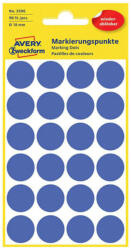 Avery Zweckform 18*18 mm-es Avery Zweckform öntapadó íves etikett címke, kék színű (4 ív/doboz), visszaszedhető ragasztóval (3596) - etikett-cimke-shop