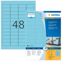 Herma 45, 7*21, 2 mm-es Herma A4 íves etikett címke, kék színű (100 ív/doboz) (HERMA 4547) - etikett-cimke-shop