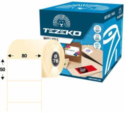 Tezeko 80 * 50 mm, öntapadós papír etikett címke (2000 címke/tekercs) (P0800005000-001) - etikett-cimke-shop