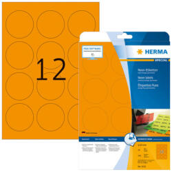 Herma 60 mm-es Herma A4 íves etikett címke, neonnarancs színű (20 ív/doboz) (HERMA 5153) - etikett-cimke-shop