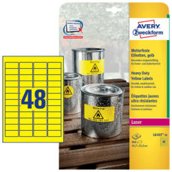 Avery Zweckform 45, 7*21, 2 mm-es Avery Zweckform A4 íves etikett címke, sárga színű (20 ív/doboz) (L6103-20) - etikett-cimke-shop