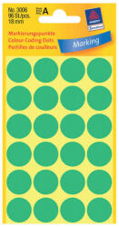 Avery Zweckform 18*18 mm-es Avery Zweckform öntapadó íves etikett címke, zöld színű (4 ív/doboz), normál ragasztóval (3006) - etikett-cimke-shop
