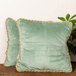 Hiko Set 2 perne decorative cu fata detasabila, Hiko Deluxe Comfy catifea verde deschis cu vipusca XL (10005498)