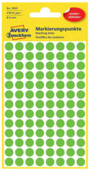 Avery Zweckform 8*8 mm-es Avery Zweckform öntapadó íves etikett címke, zöld színű (4 ív/doboz), visszaszedhető ragasztóval (3592) - etikett-cimke-shop