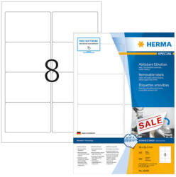 Herma 96*63, 5 mm-es Herma A4 íves etikett címke, fehér színű (100 ív/doboz) (HERMA 10308) - etikett-cimke-shop