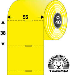 Tezeko Polccímke 55 * 38 mm-es, perforált, termál, vezérlőlyukkal, sárga színű (1000 db/tekercs) (T0550003800-002) - etikett-cimke-shop